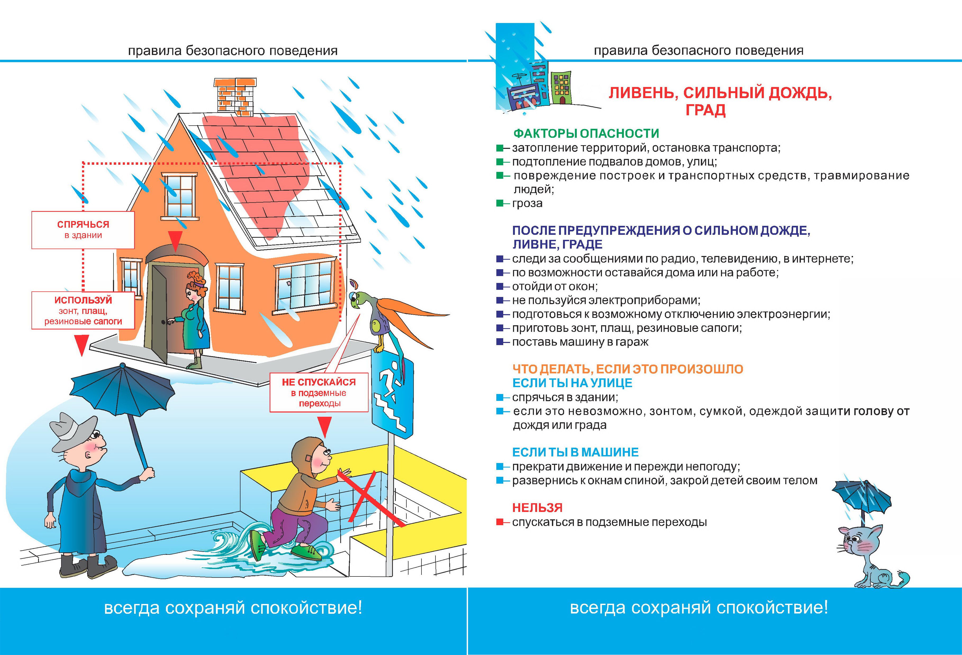 Правила безопасного поведения. Ливень, сильный дождь, град